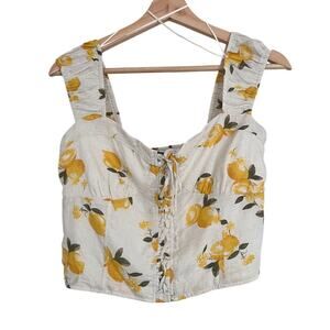 Kirious Los Angeles Lemon Print Babydoll Corset Top Size Large